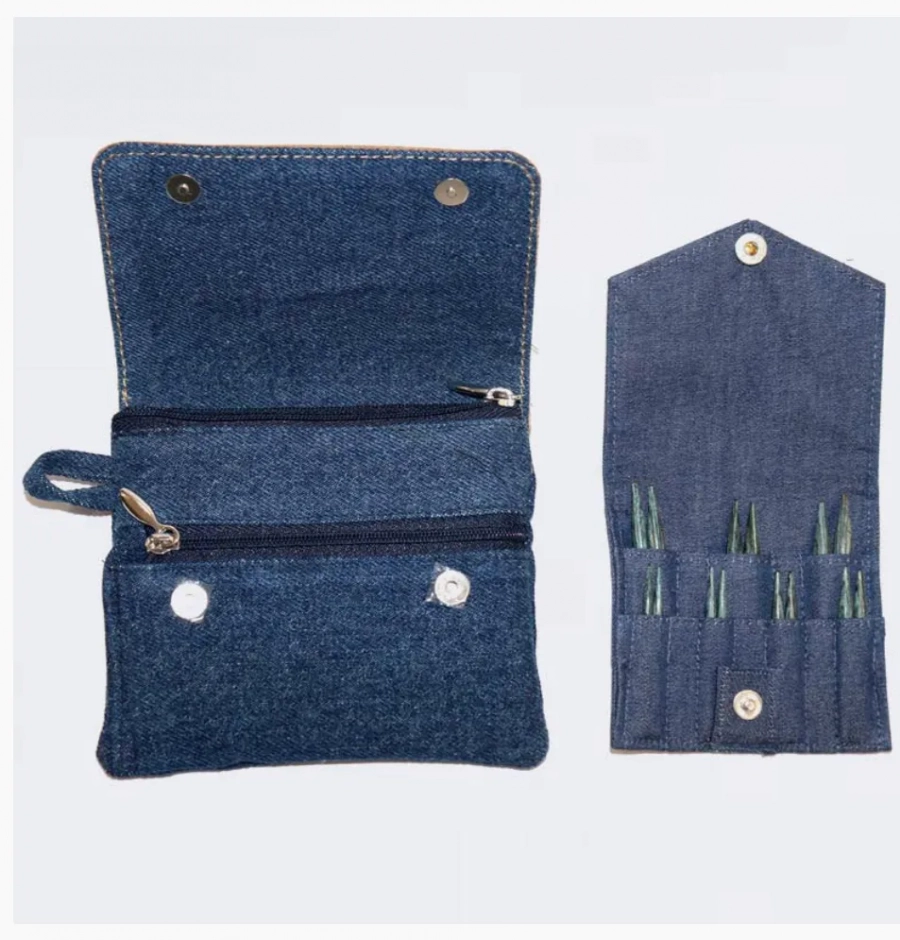 Набор разъемных укороченных спиц "Denim Indigo Wood Mini" длина 5см KnitPro